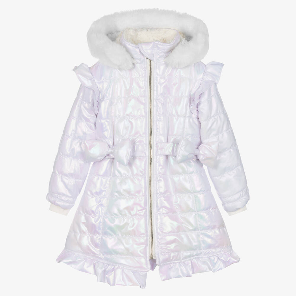Caramelo Kids - Girls White Hooded Coat | Childrensalon