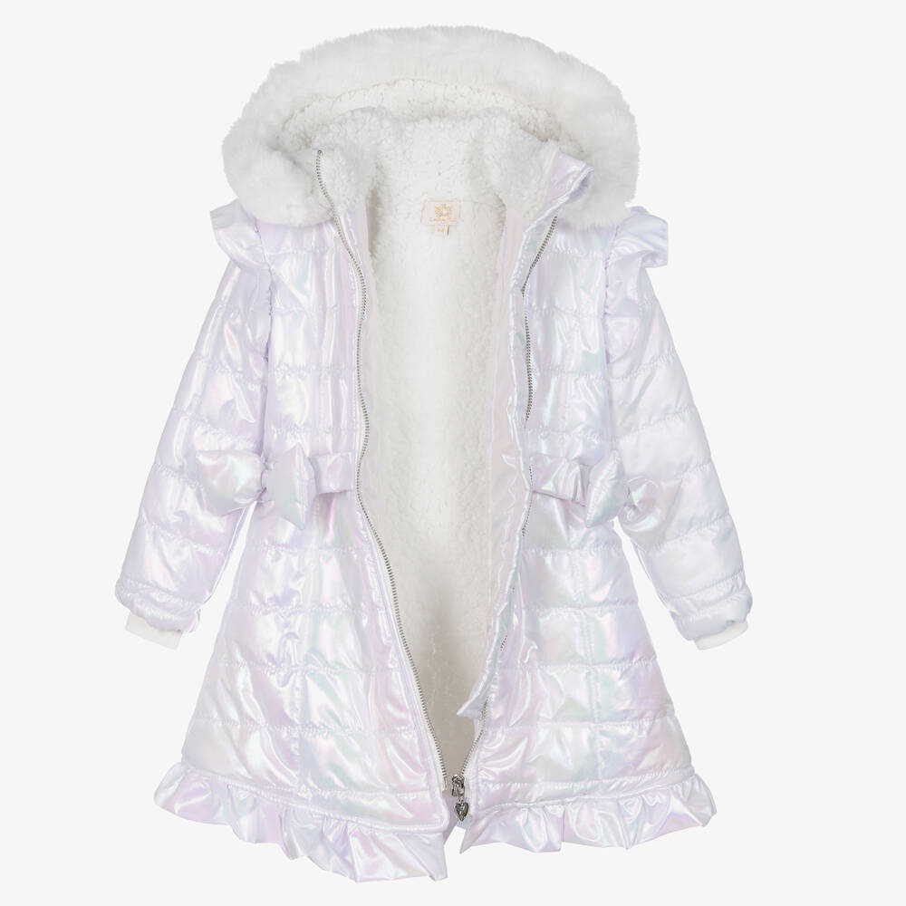 Caramelo Kids-Girls White Hooded Coat | Childrensalon Outlet