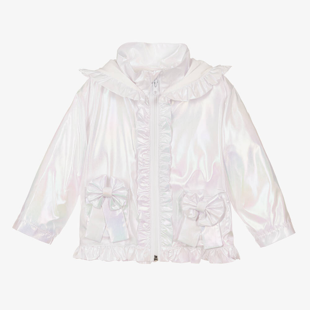 Caramelo Kids - Girls White Pearlescent Coat | Childrensalon