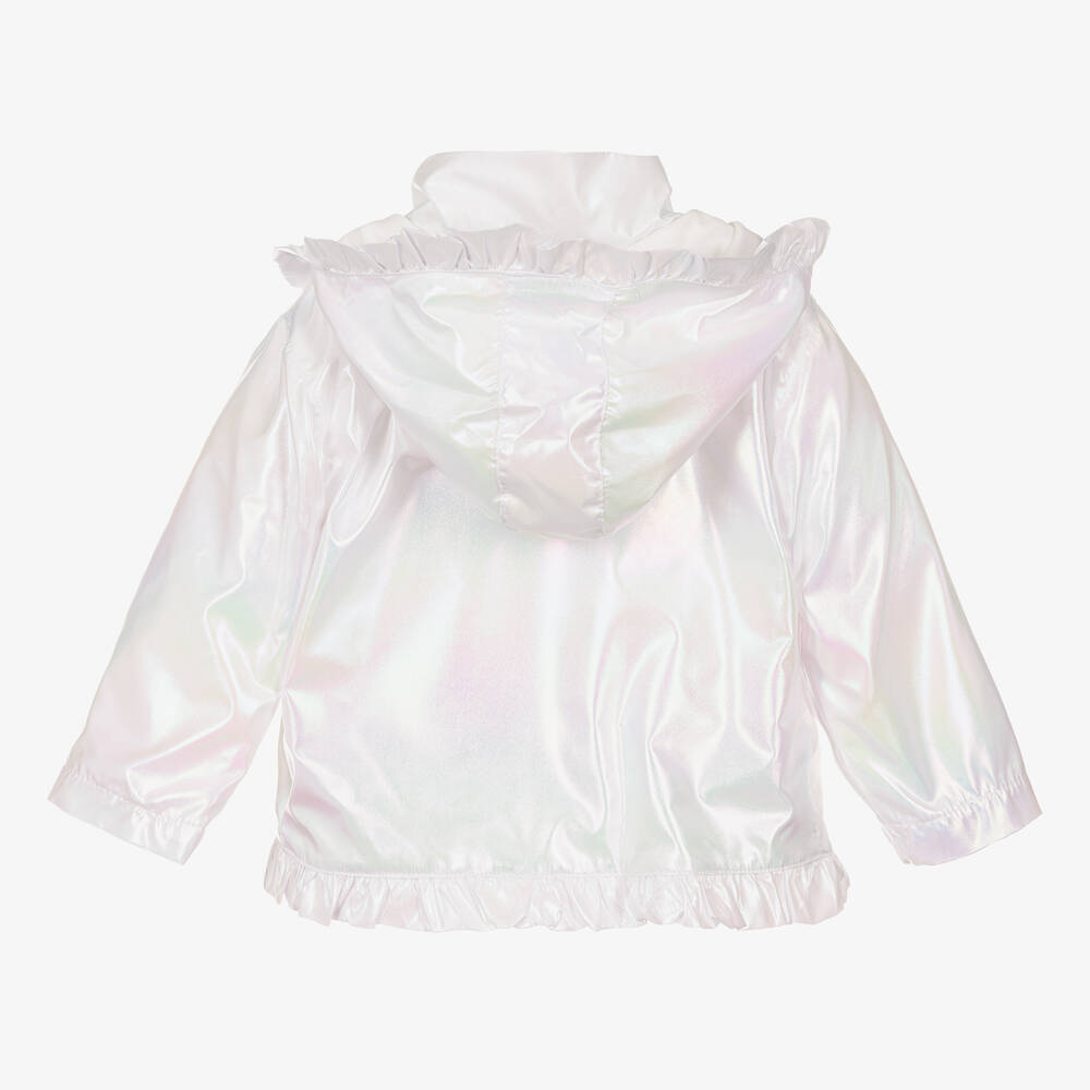 Caramelo Kids Girls White Pearlescent Coat