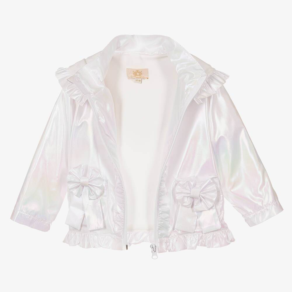 Caramelo Kids Girls White Pearlescent Coat Childrensalon Outlet