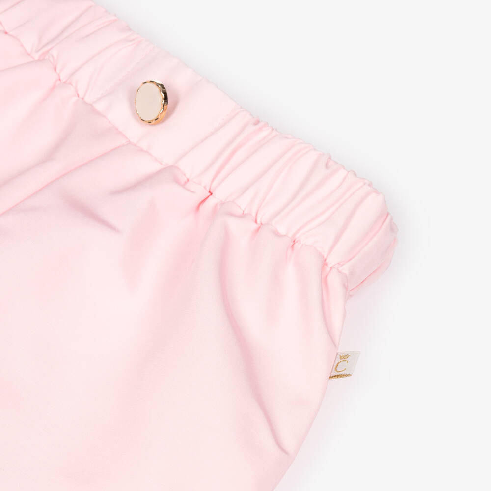 Caramelo Kids-Girls White & Pink Shorts Set with Iridescent Tumbler | Childrensalon Outlet