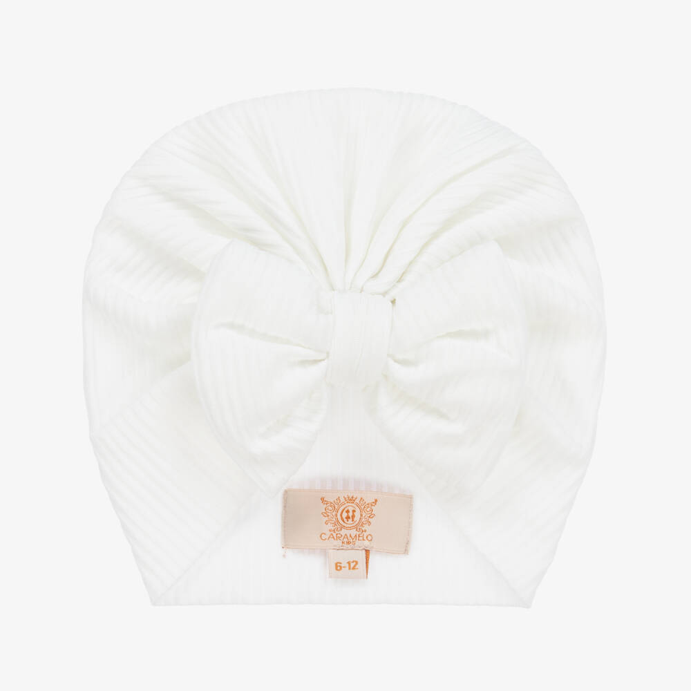 Caramelo Kids-Girls White Ribbed Jersey Turban | Childrensalon Outlet
