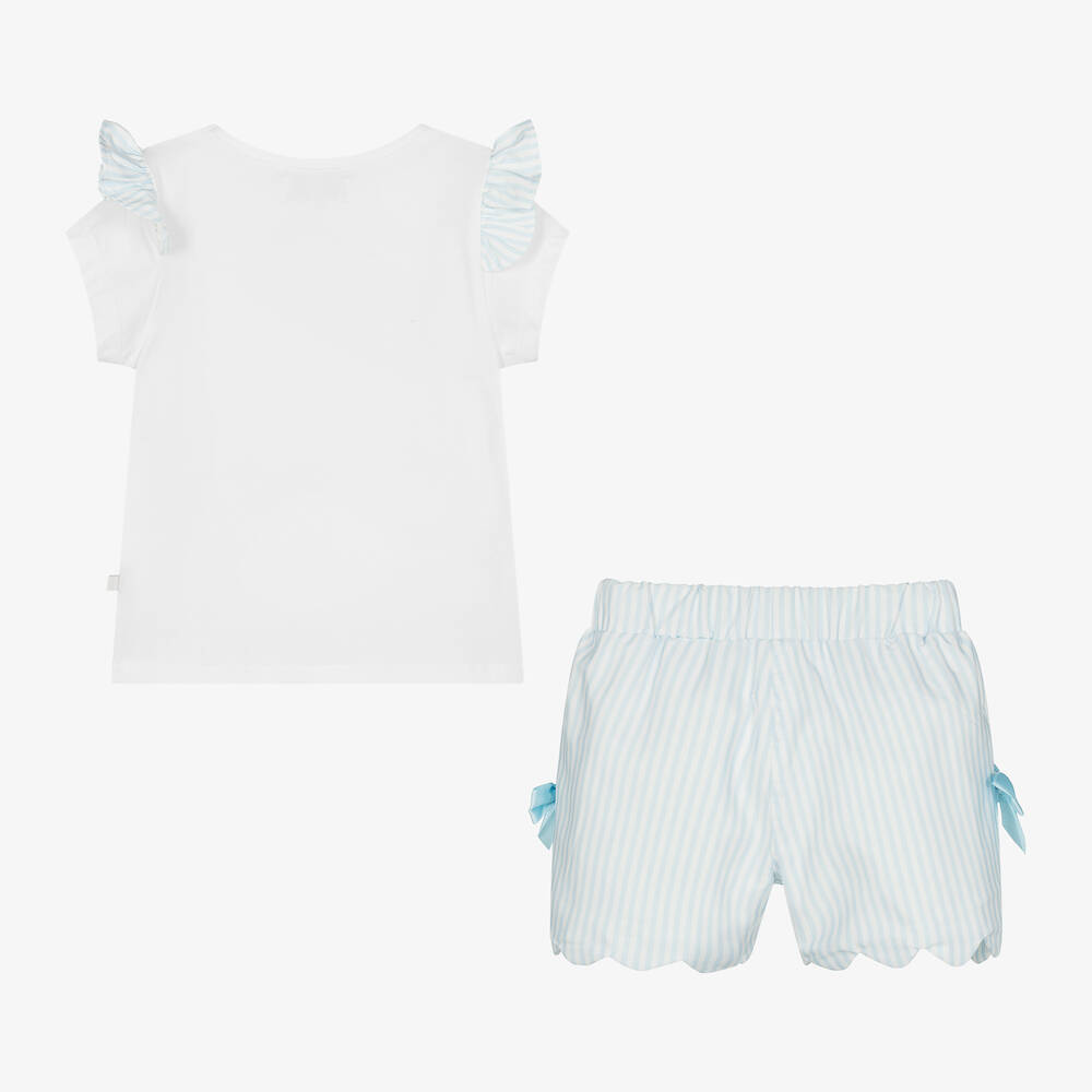 Caramelo Kids-Girls White Striped Beach Shorts Set | Childrensalon Outlet