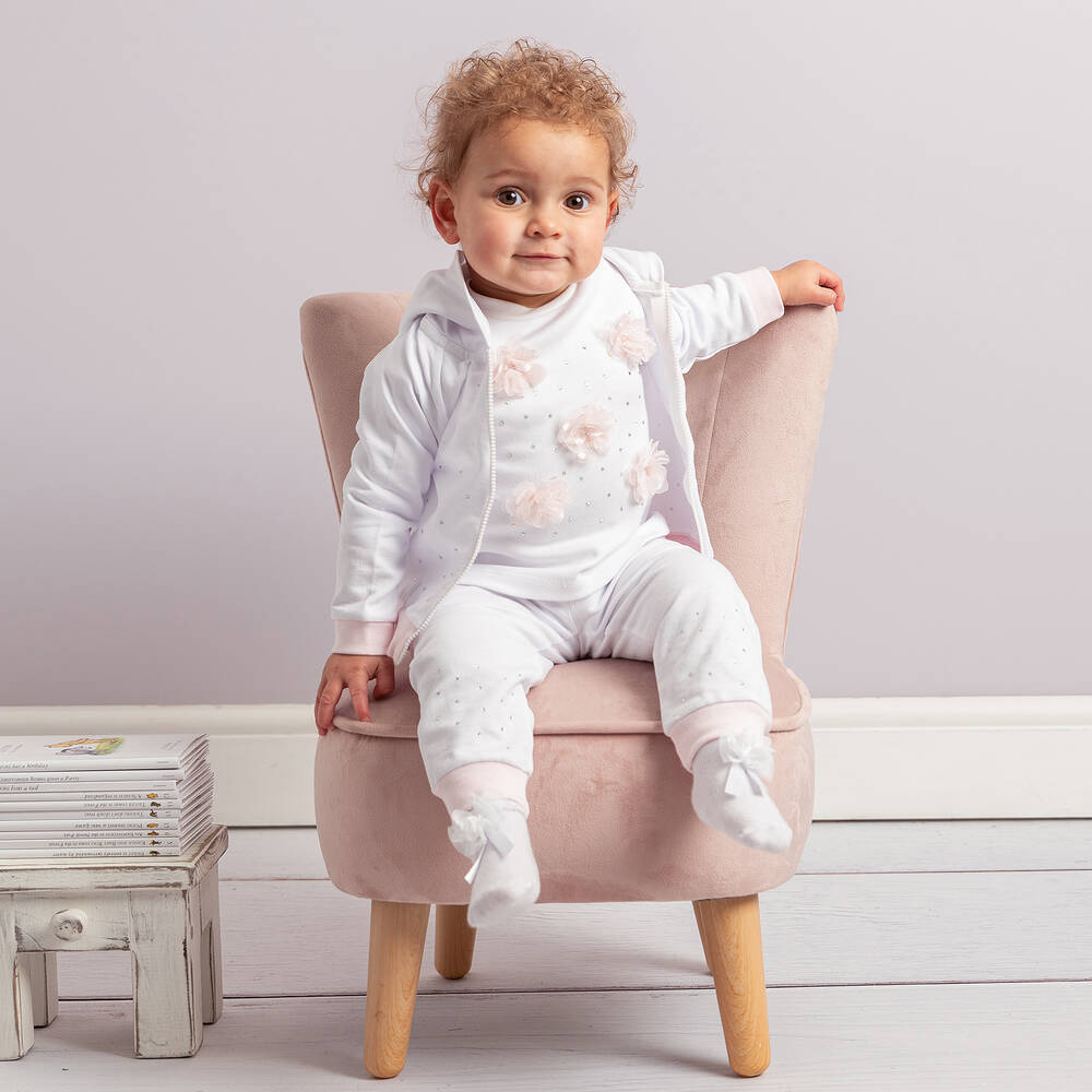 Caramelo Kids-Girls White Tracksuit Set | Childrensalon Outlet