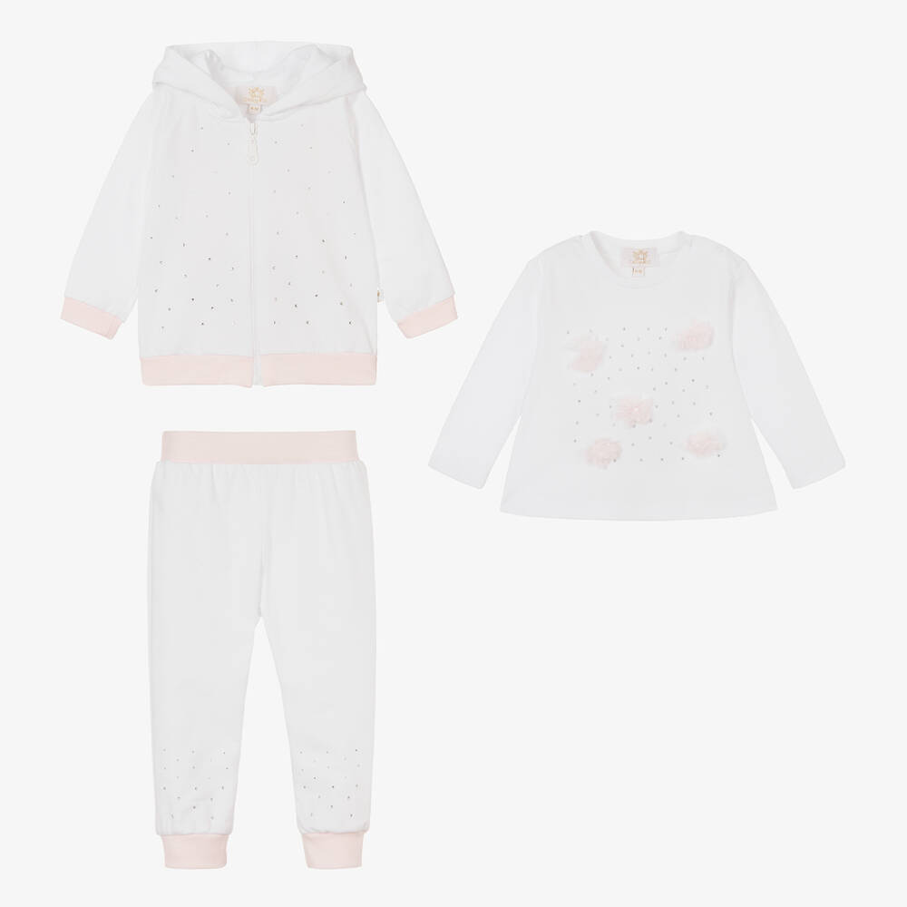 Caramelo Kids-Girls White Tracksuit Set | Childrensalon Outlet