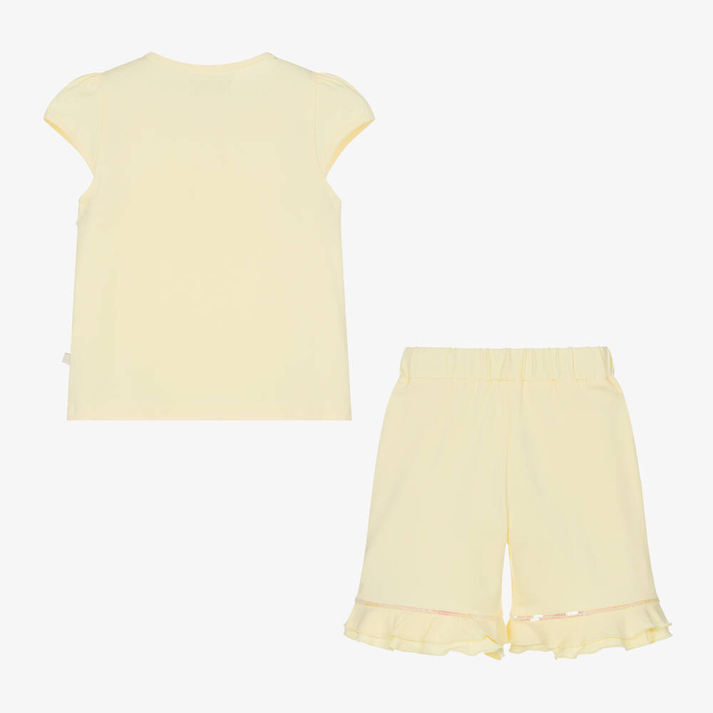 Caramelo Kids-Girls Yellow Cotton Sequin Shorts Set | Childrensalon Outlet