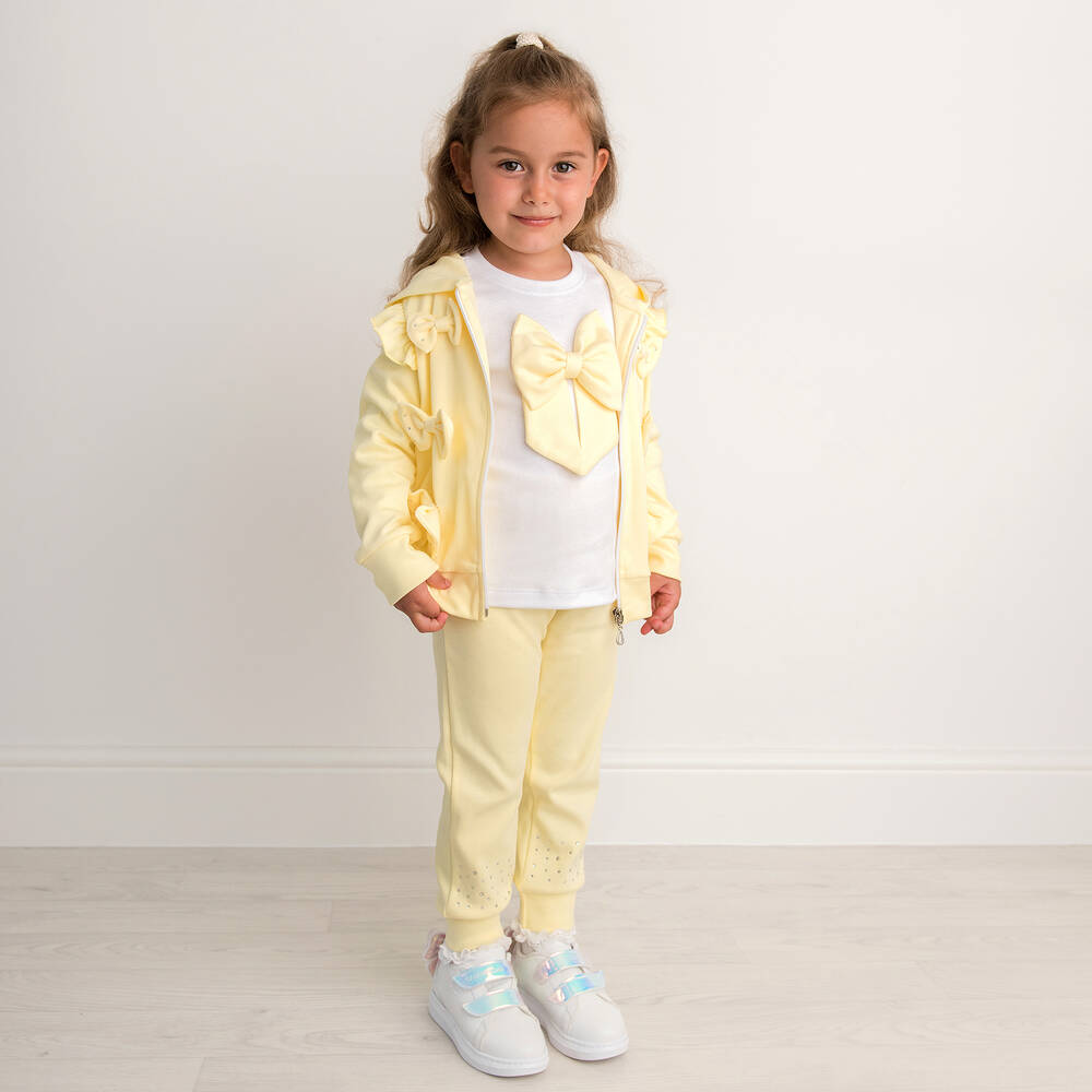 Caramelo Kids Girls Yellow Cotton Tracksuit Set Childrensalon Outlet
