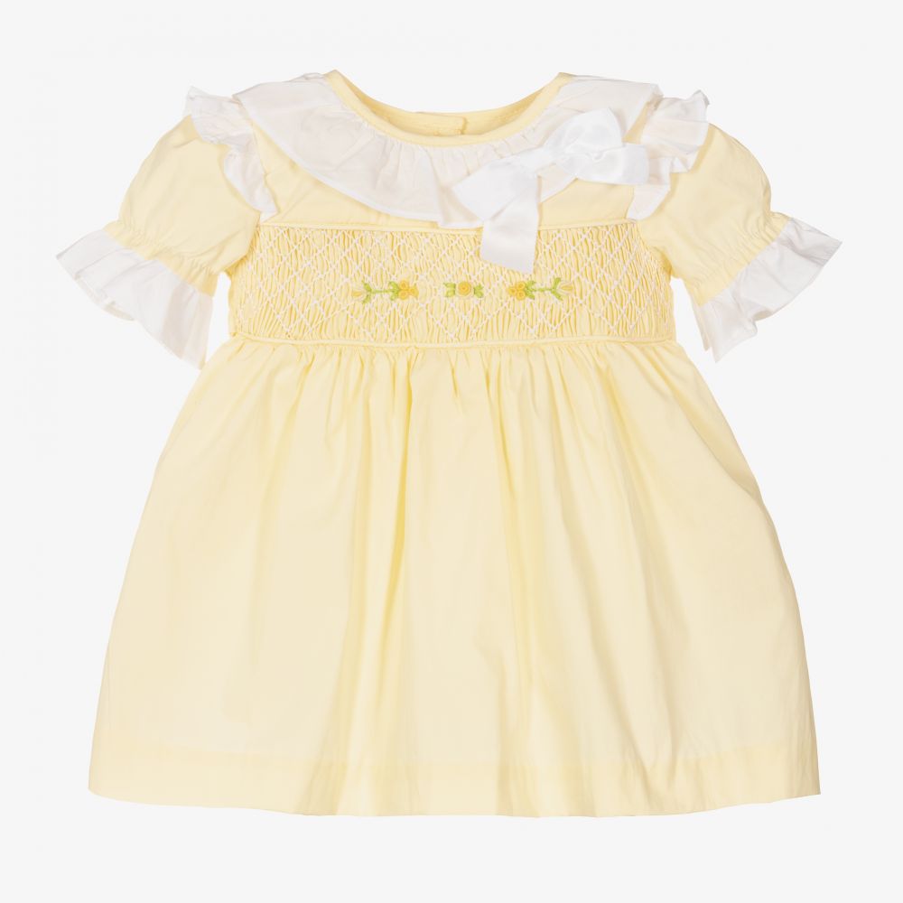 Caramelo Kids-Girls Yellow Smocked Dress Set | Childrensalon Outlet