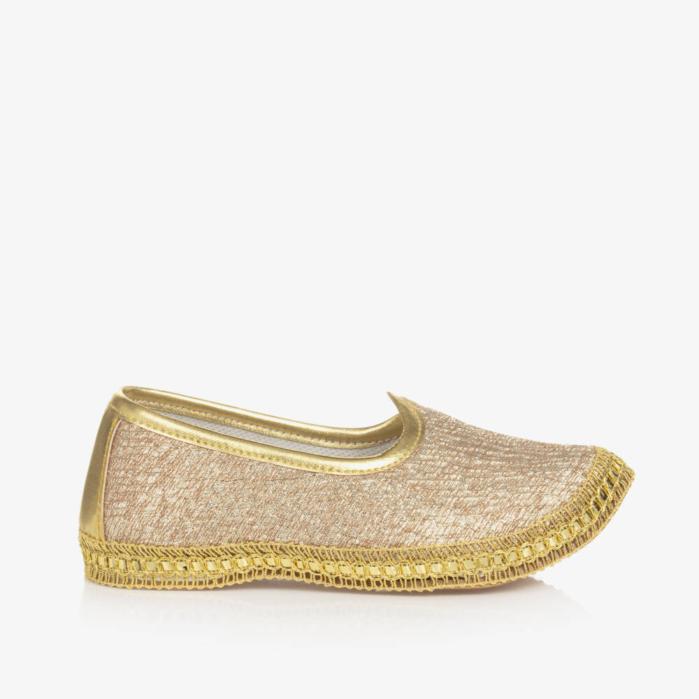 Caramelo Kids-Gold Brocade Pumps | Childrensalon Outlet