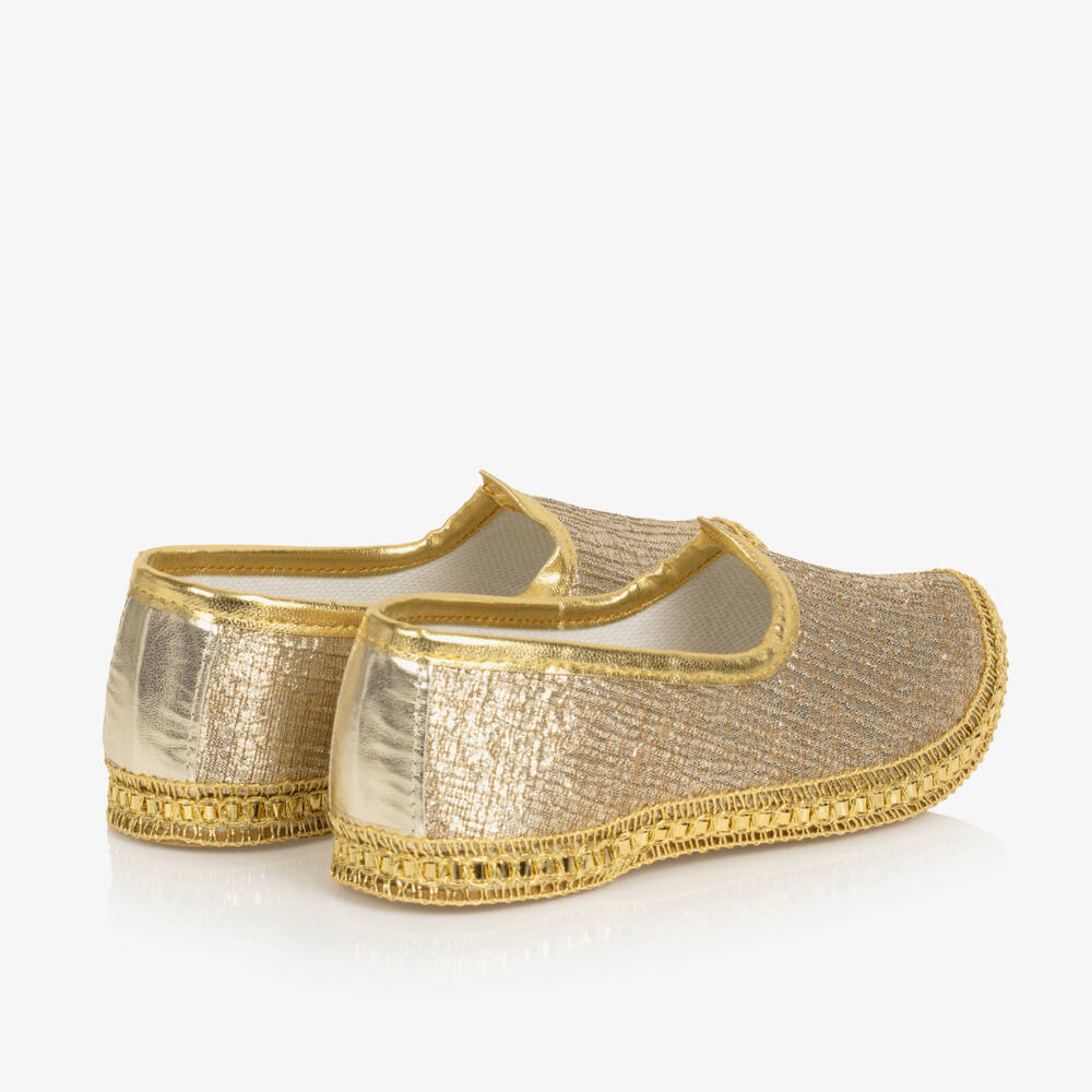 Caramelo Kids-Gold Brocade Pumps | Childrensalon Outlet