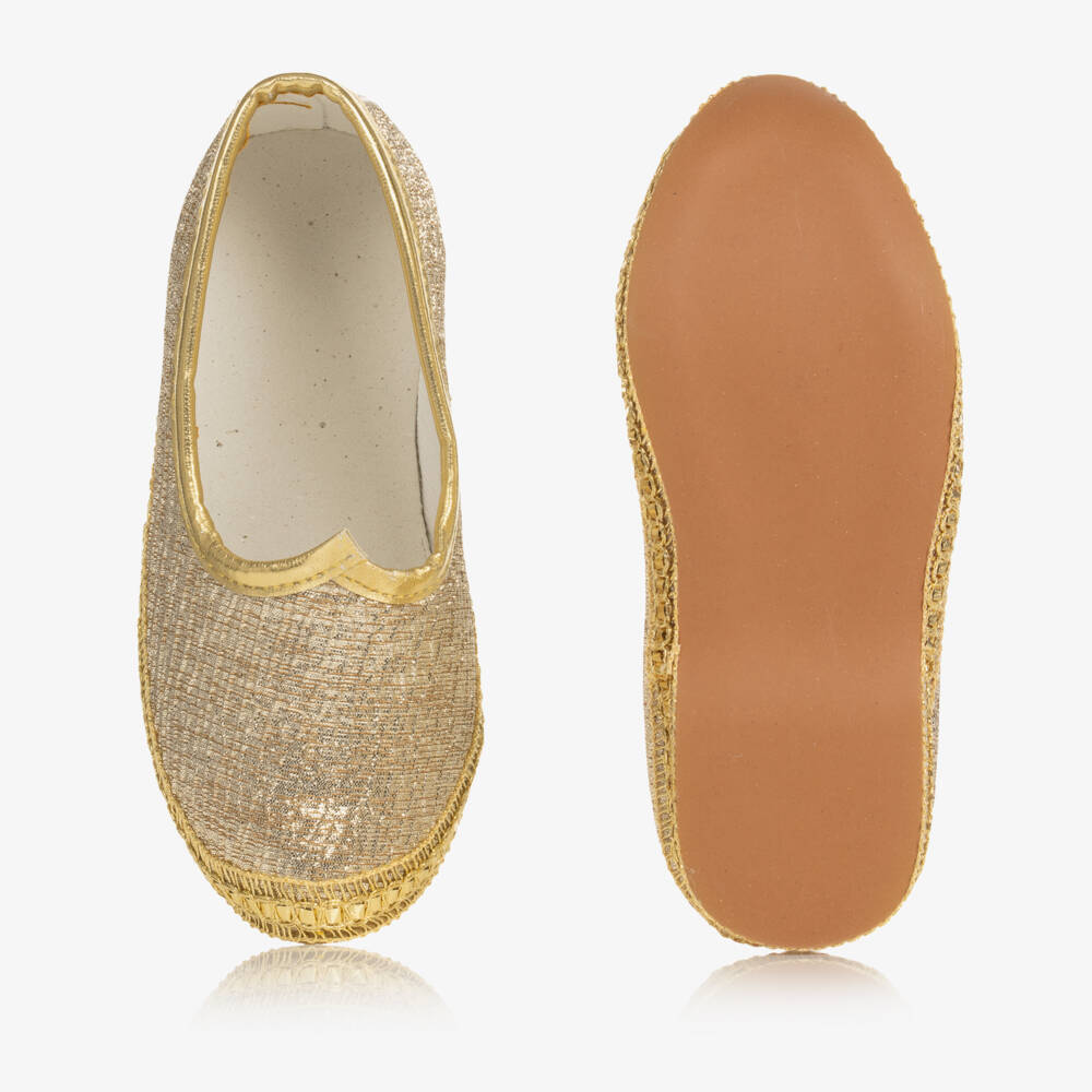 Caramelo Kids-Gold Brocade Pumps | Childrensalon Outlet