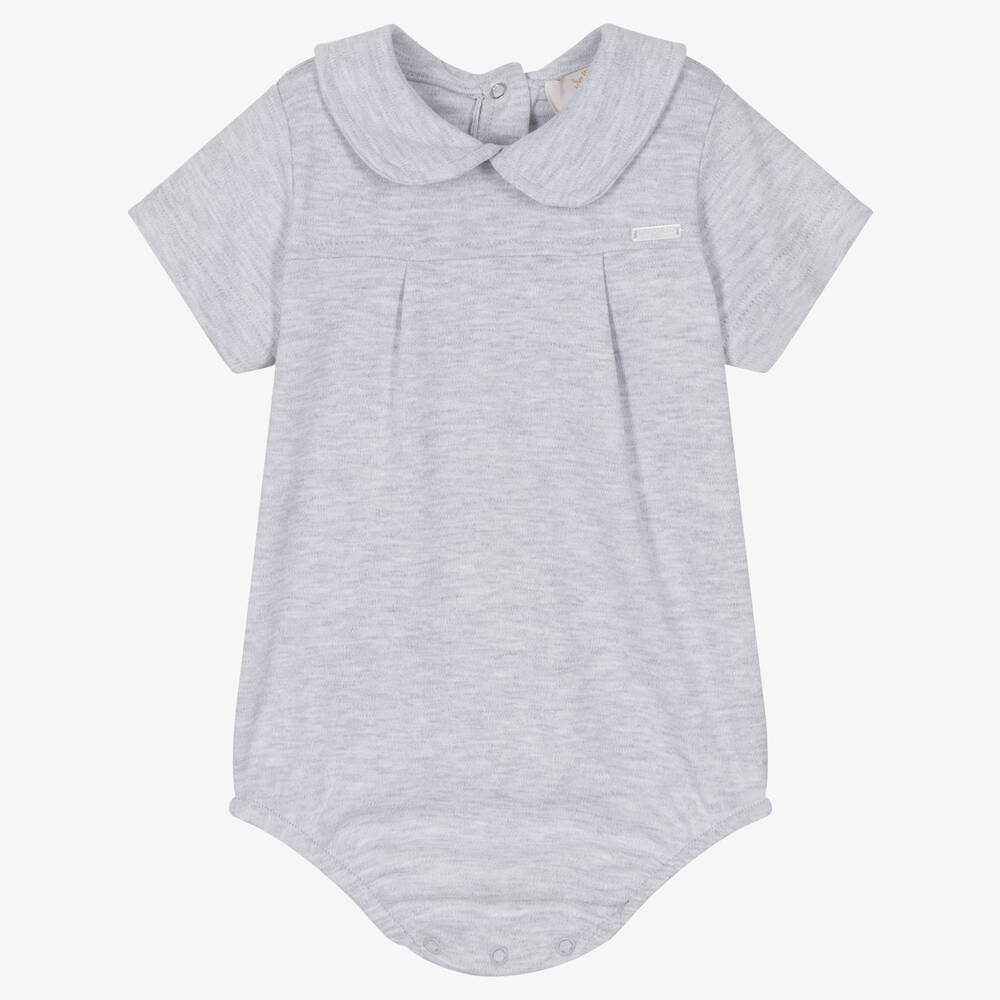Caramelo Kids-Grey Collared Jersey Bodysuit | Childrensalon Outlet