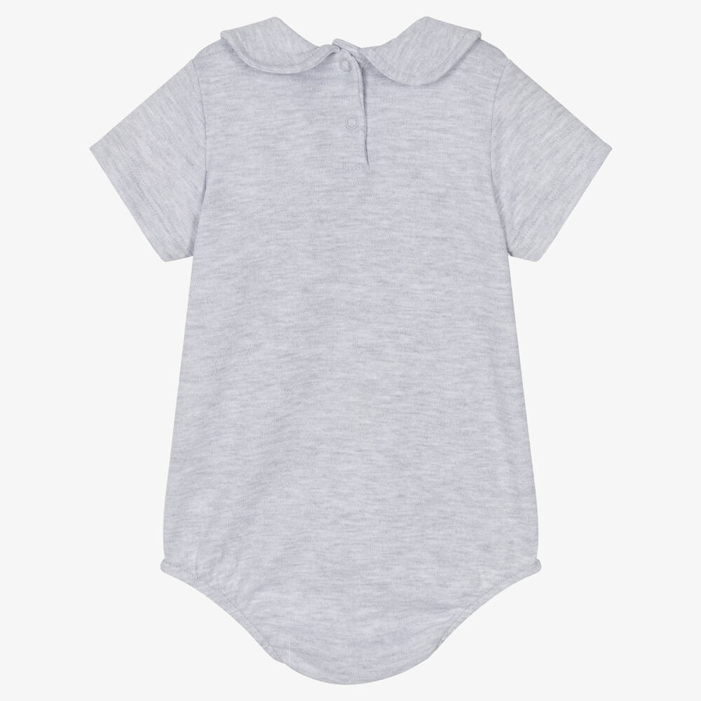 Caramelo Kids-Grey Collared Jersey Bodysuit | Childrensalon Outlet