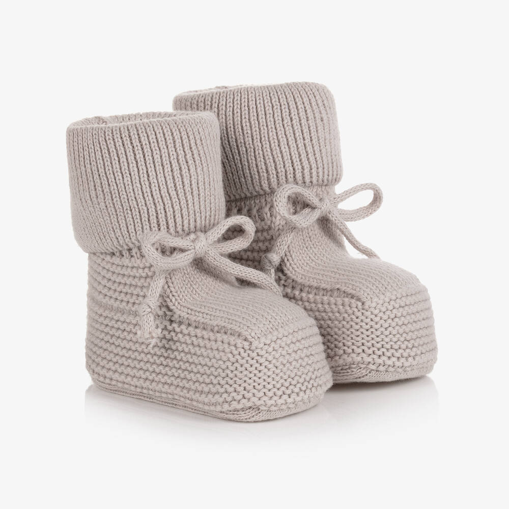 Caramelo Kids - Grey Knitted Baby Booties | Childrensalon