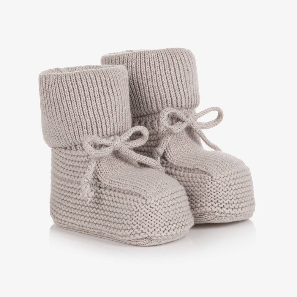 Caramelo Kids-Grey Knitted Baby Booties | Childrensalon Outlet
