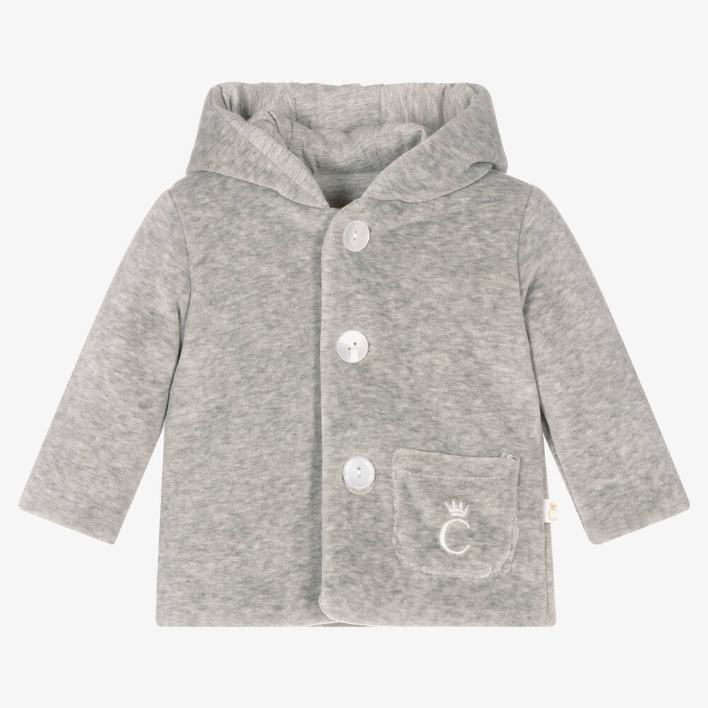 Caramelo Kids - Grey Velour Baby Jacket | Childrensalon