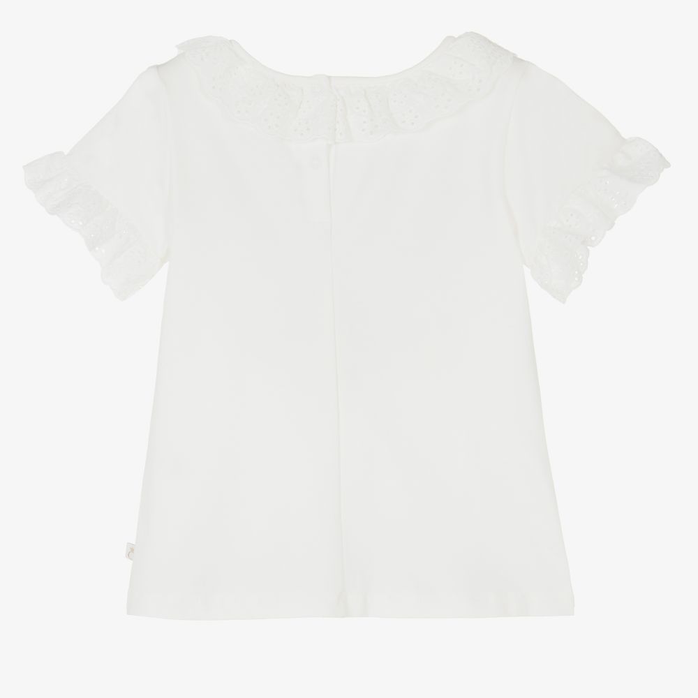 Caramelo Kids-Кремовая футболка с бантиком из стразов | Childrensalon Outlet