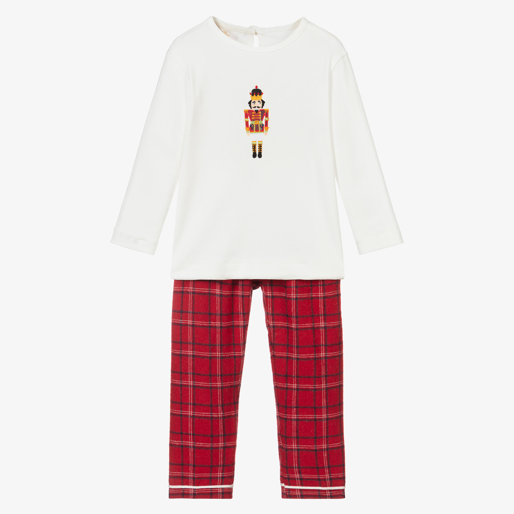 Caramelo Kids - Кремово-красная новогодняя пижама | Childrensalon