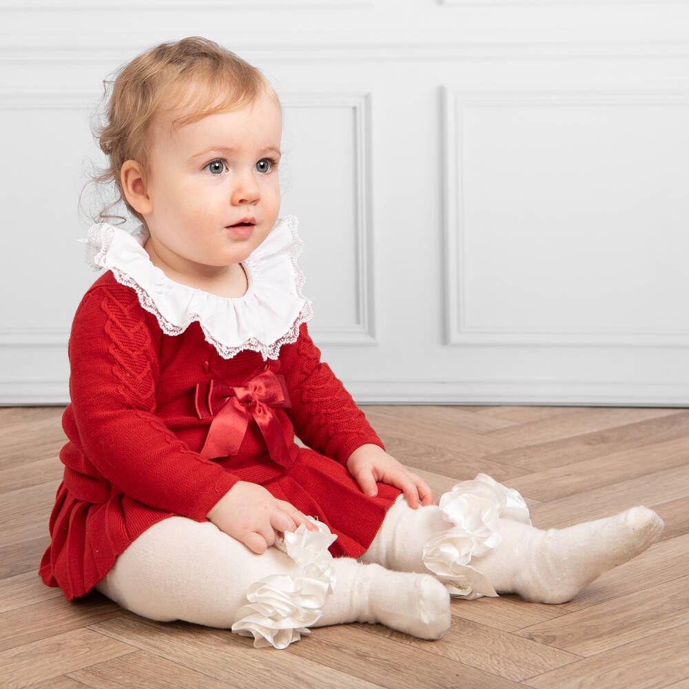 Caramelo Kids-Ivory Ruffled Girls Cotton Legwear | Childrensalon Outlet