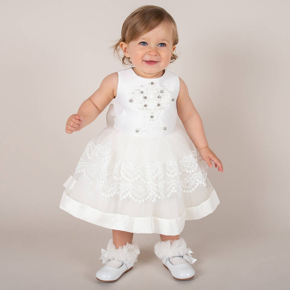 Caramelo Kids-Ivory Satin & Tulle Dress | Childrensalon Outlet