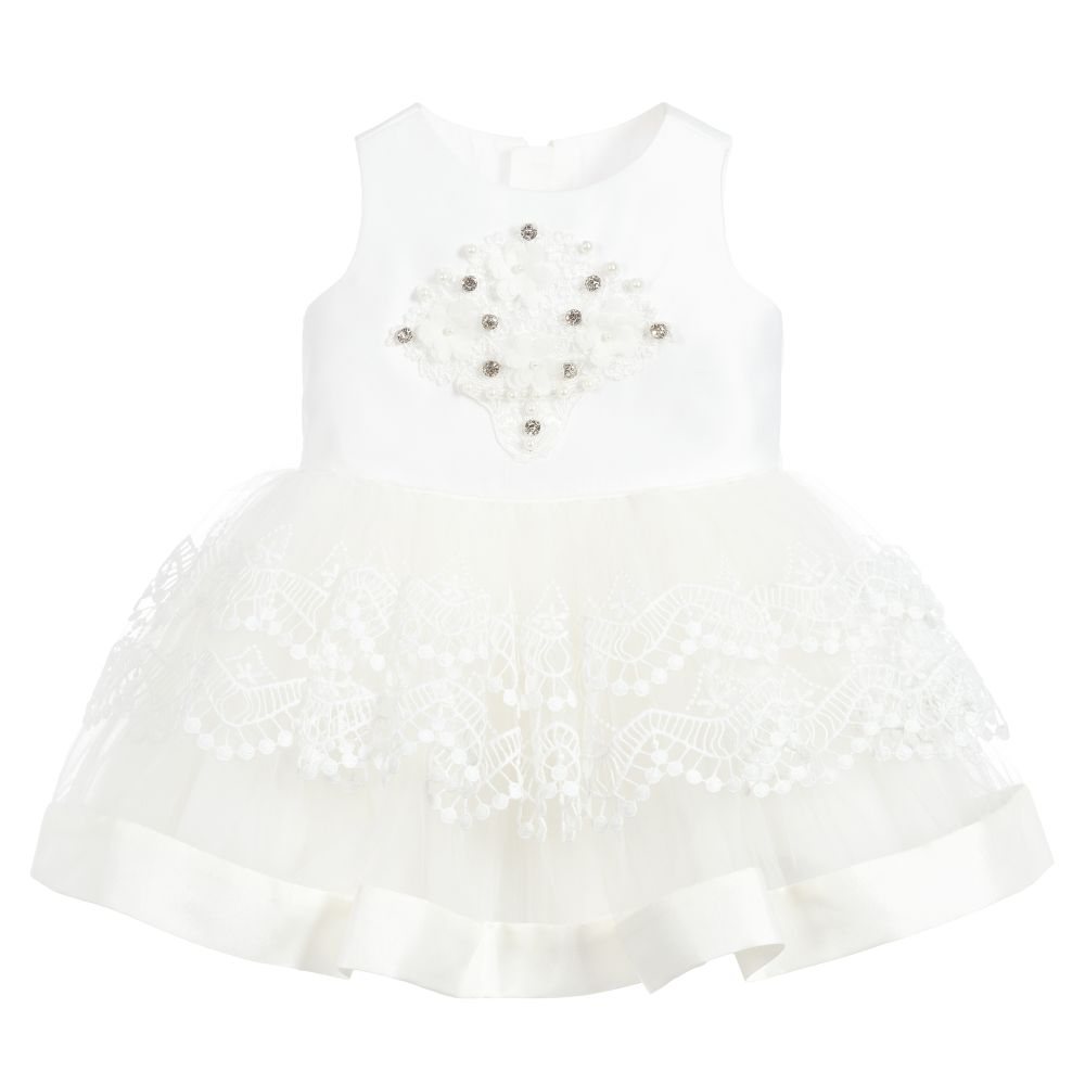 Caramelo Kids - Ivory Satin & Tulle Dress | Childrensalon