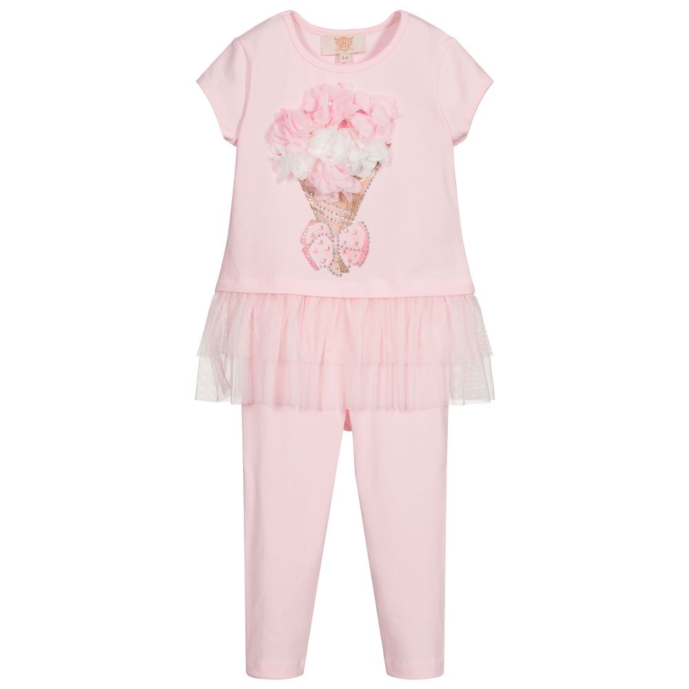 Caramelo Kids-Pink Cotton Leggings Set | Childrensalon Outlet