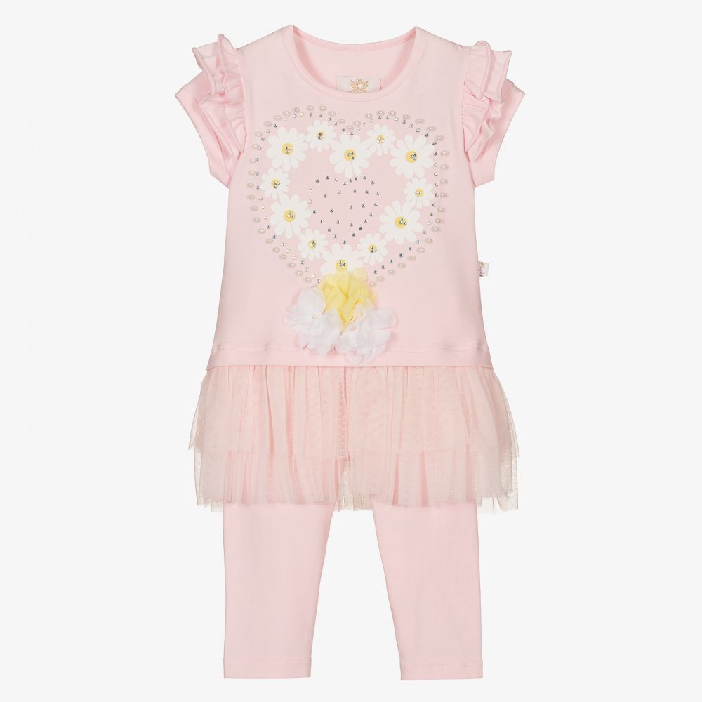 Caramelo Kids - Pink Daisy Leggings Set  | Childrensalon