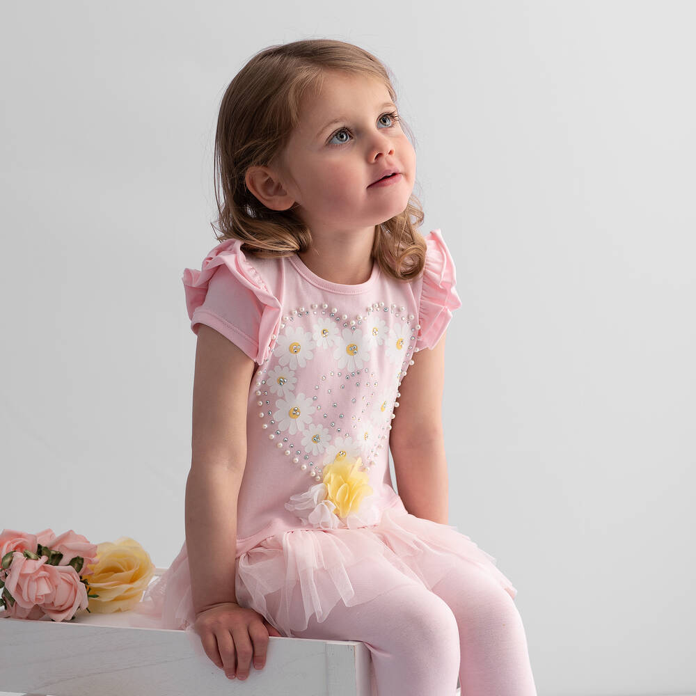 Caramelo Kids-طقم ليغنغز قطن لون زهري للبنات | Childrensalon Outlet