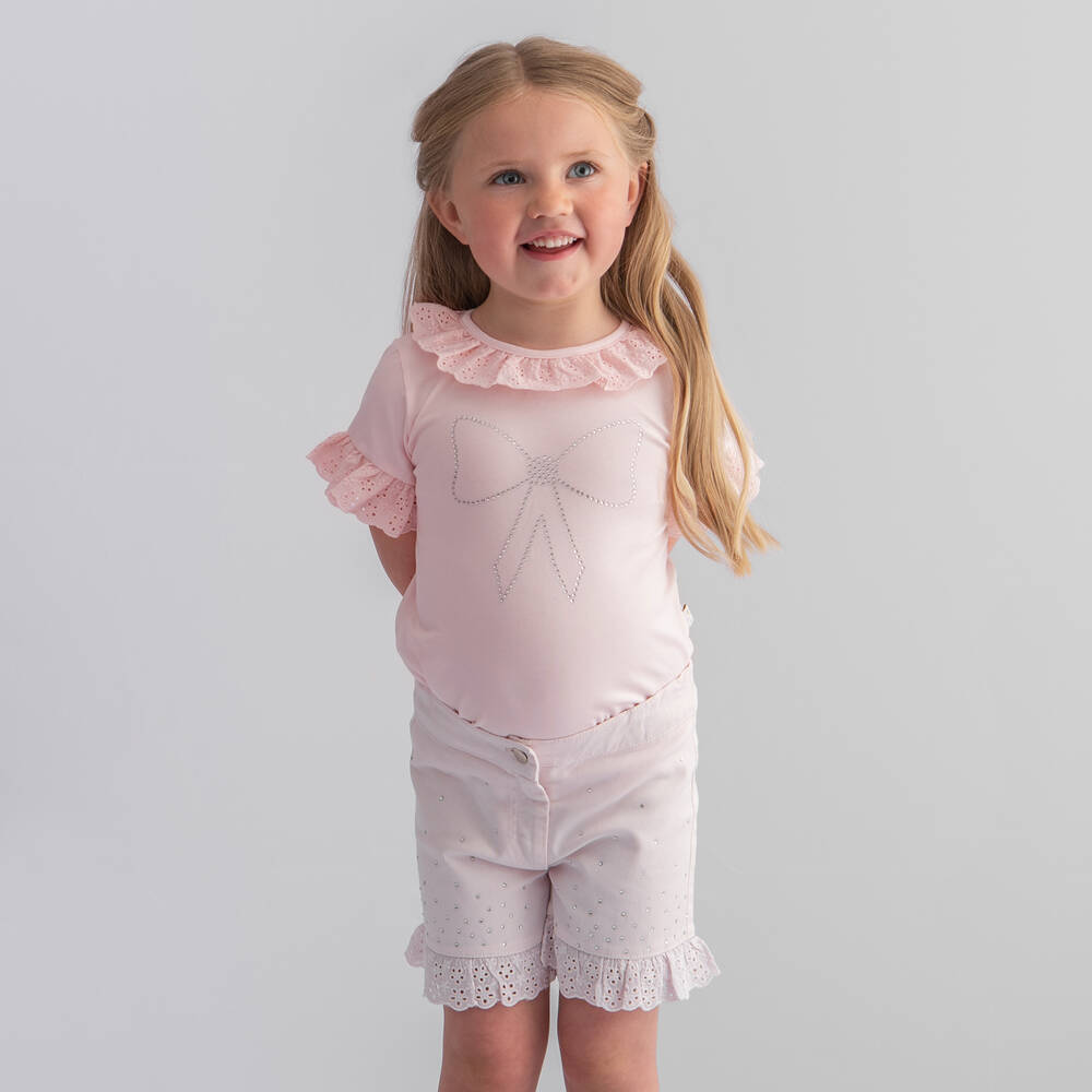 Caramelo Kids-Розовая футболка с бантиком из стразов | Childrensalon Outlet