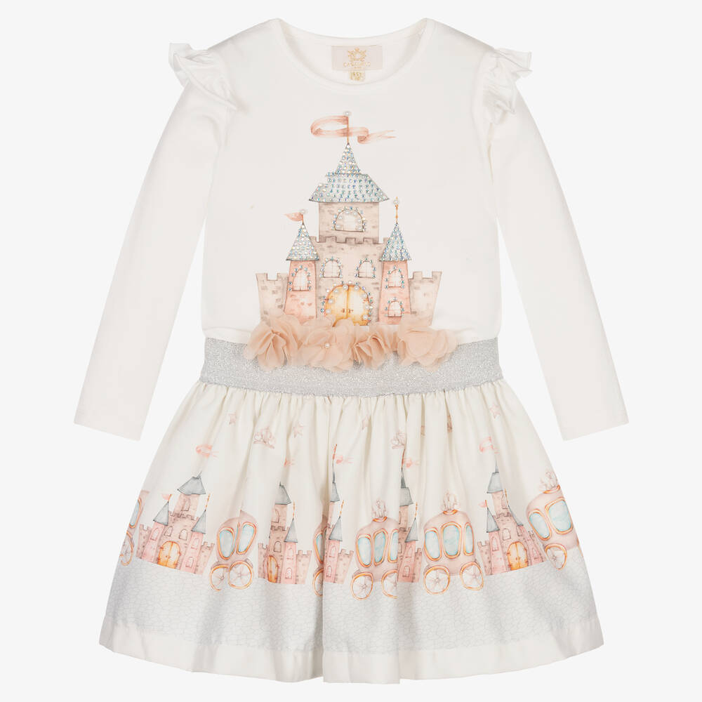 Caramelo Kids - Pink Fairy Castle Skirt Set  | Childrensalon
