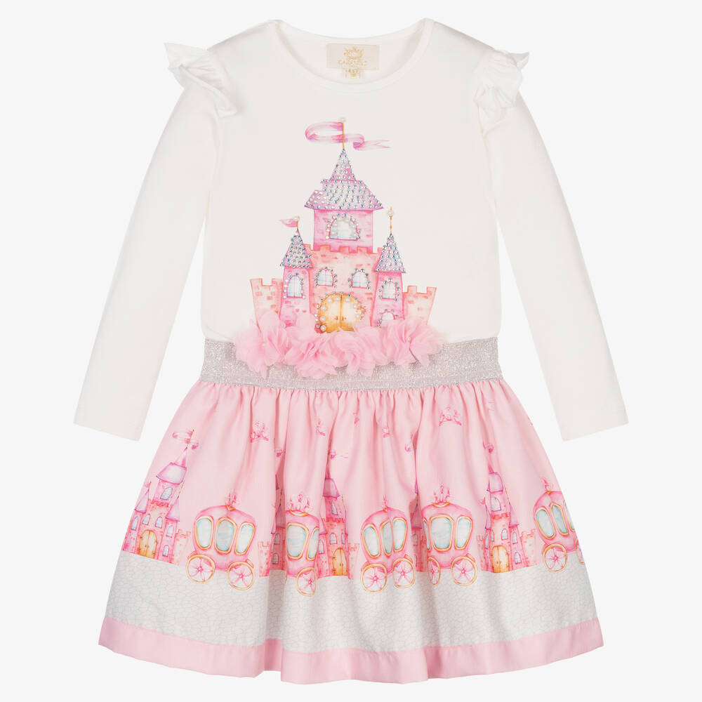 Caramelo Kids - Топ со сказочным замком и розовая юбка  | Childrensalon
