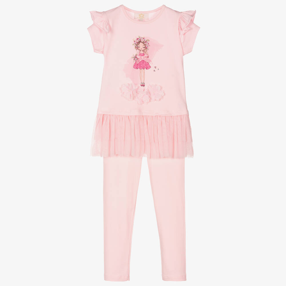 Caramelo Kids - Pink Flower Girl Leggings Set | Childrensalon