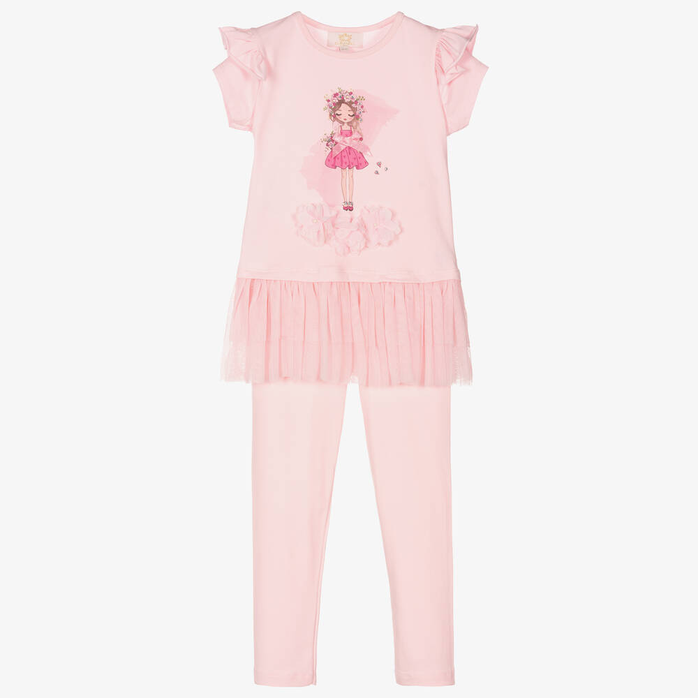 Caramelo Kids-Pink Flower Girl Leggings Set | Childrensalon Outlet