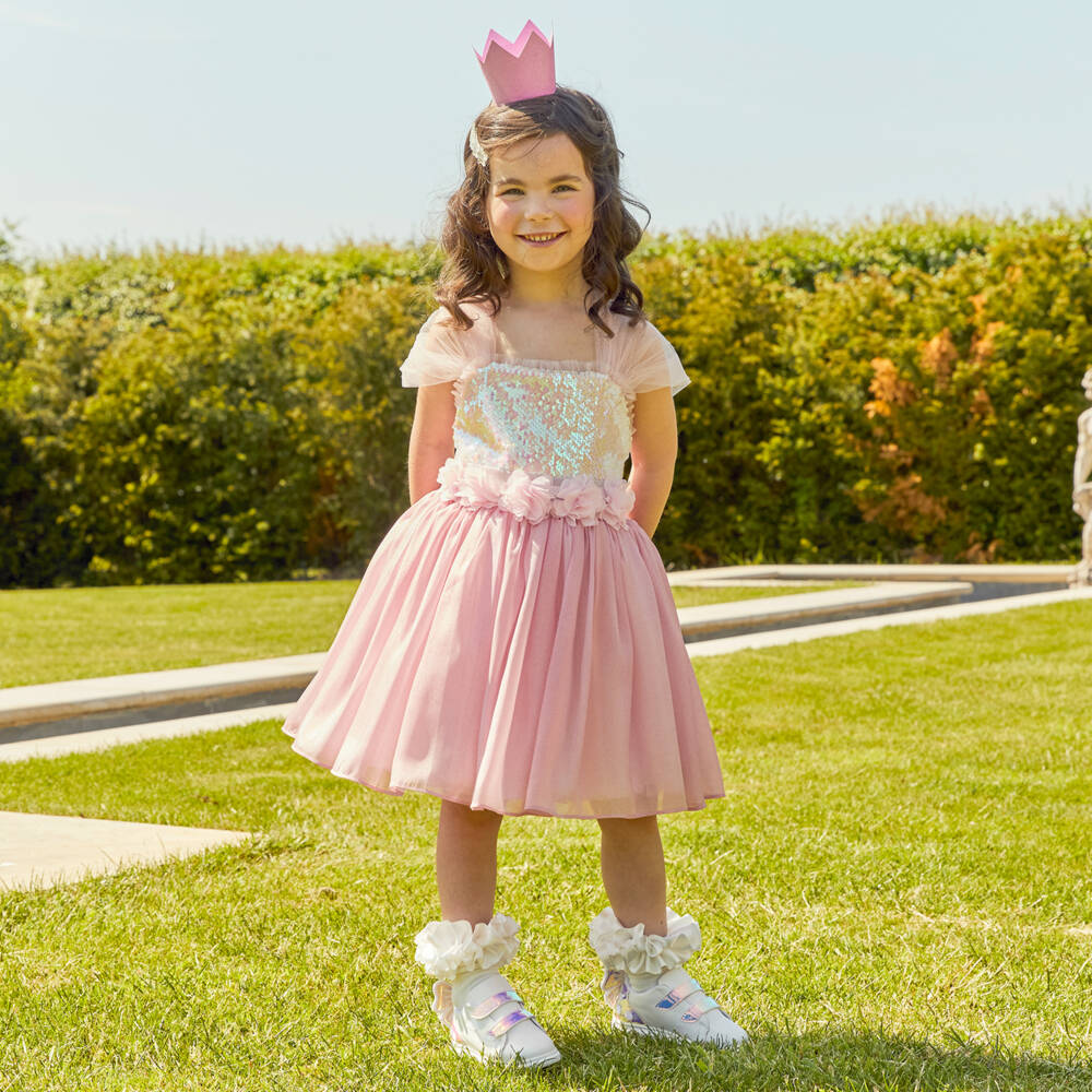 Caramelo Kids-Платье с розовыми переливающимися пайетками для девочек | Childrensalon Outlet