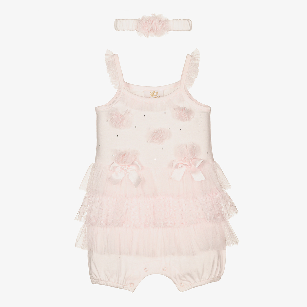 Caramelo Kids-تبّان وطوق للرأس قطن جيرسي لون زهري | Childrensalon Outlet