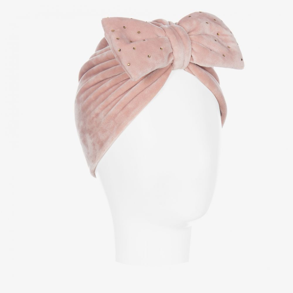 Caramelo Kids-Pink Velour Diamanté Turban | Childrensalon Outlet