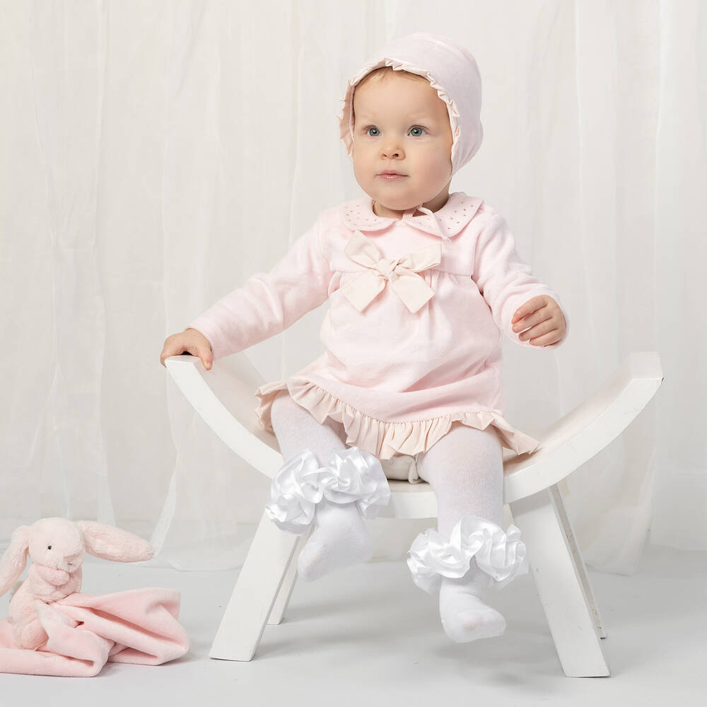 Caramelo Kids-Pink Velour Dress Set | Childrensalon Outlet