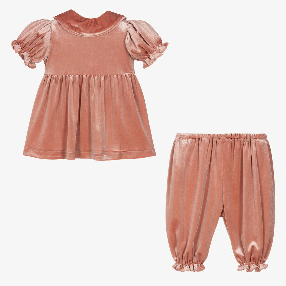 Caramelo Kids-Pink Velvet Bloomer Shorts Set | Childrensalon Outlet