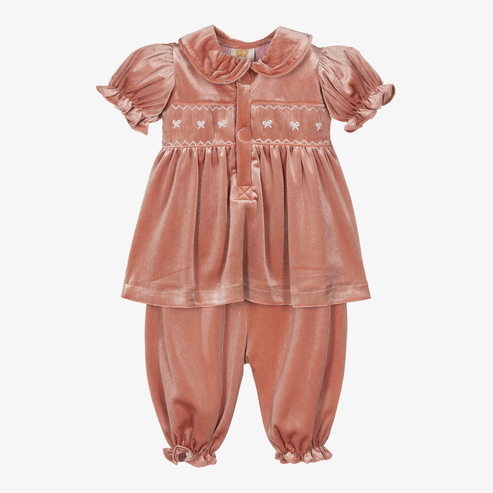 Caramelo Kids-Pink Velvet Bloomer Shorts Set | Childrensalon Outlet