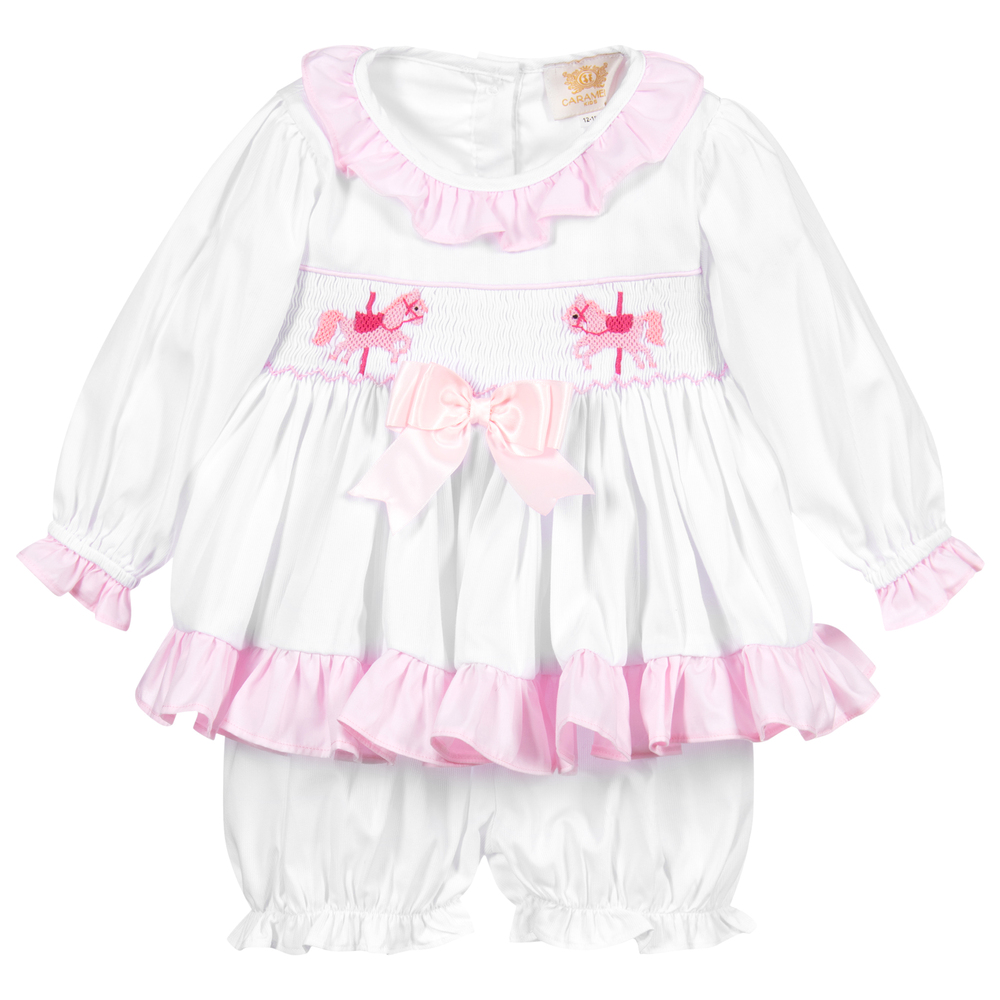 Caramelo Kids - Short rose et blanc en coton | Childrensalon