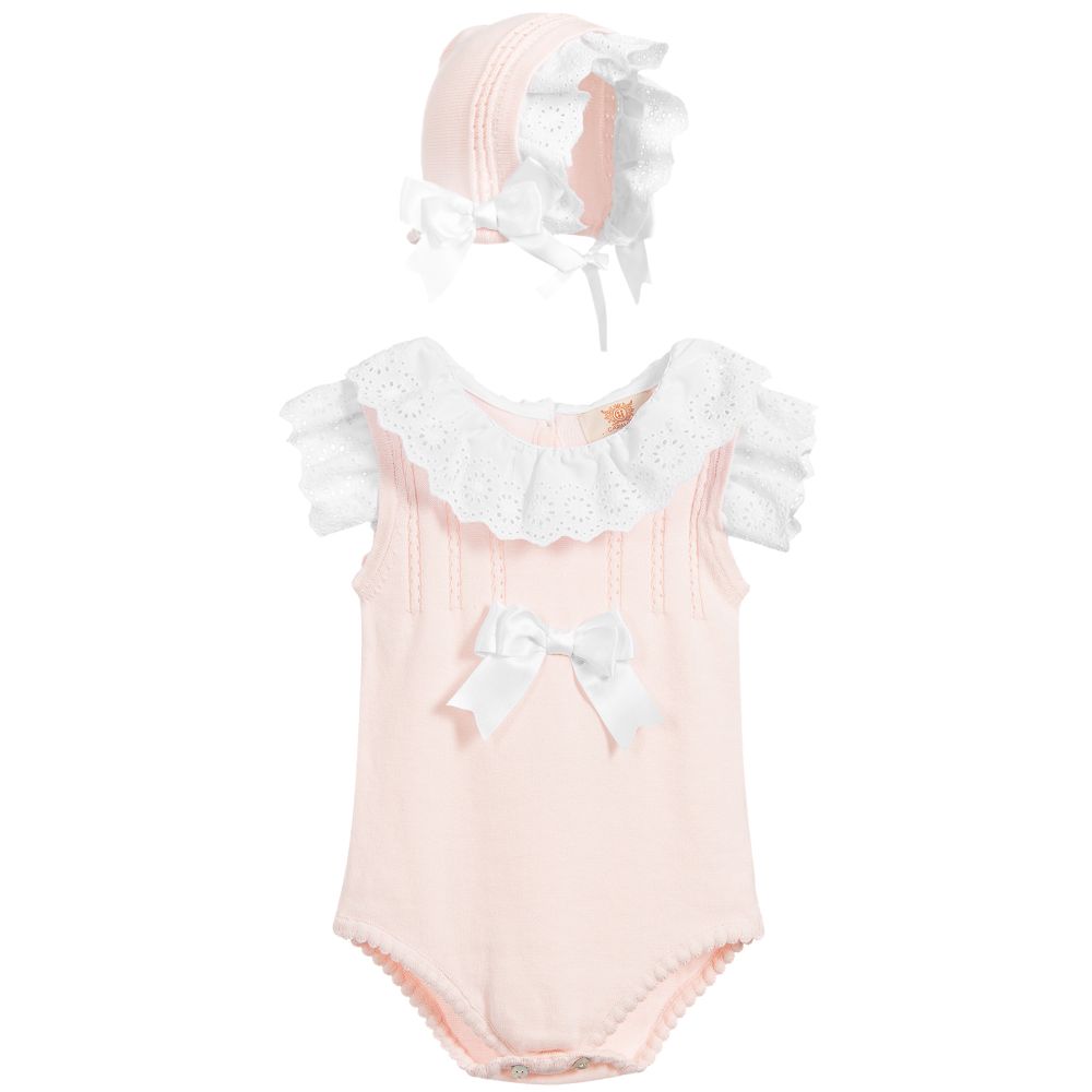 Caramelo Kids - Ensemble combi-short rose et blanc | Childrensalon