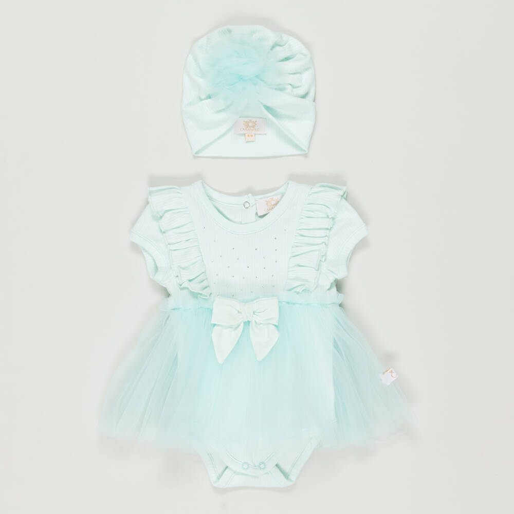 Caramelo Kids-Preloved Baby Girls Green Cotton Dress Set (6-9 months) | Childrensalon Outlet