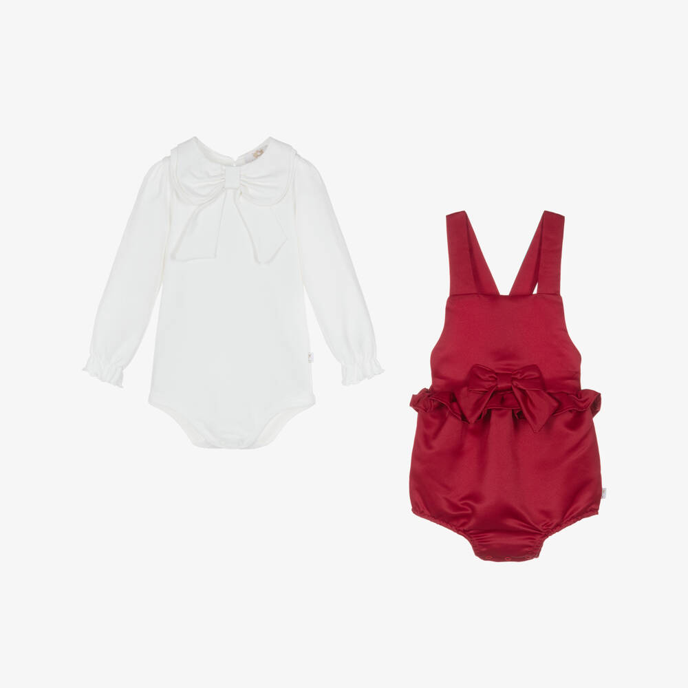 Caramelo Kids-Red Bows Babysuit Set | Childrensalon Outlet