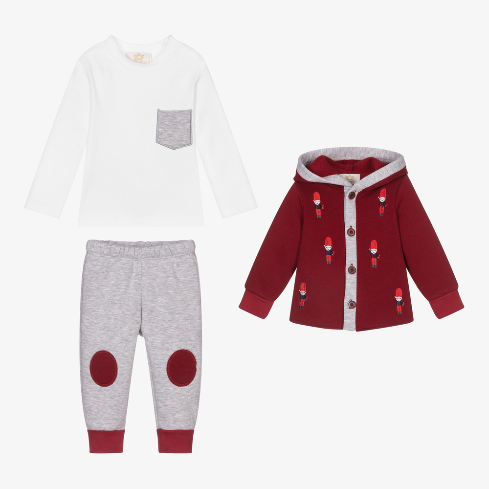 Caramelo Kids-Red & Grey 3 Piece Tracksuit | Childrensalon Outlet