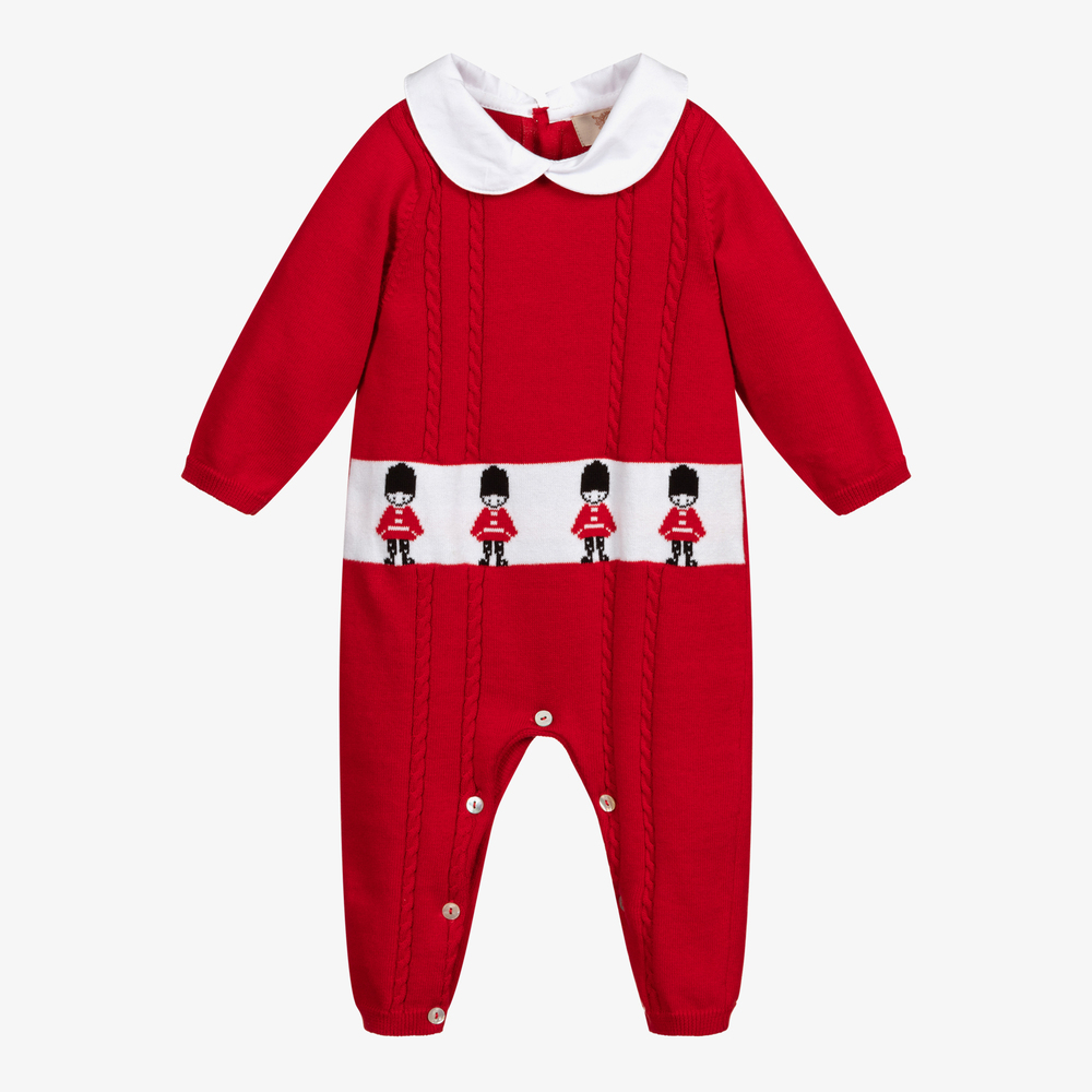 Caramelo Kids-Red Knitted Guardsman Romper | Childrensalon Outlet