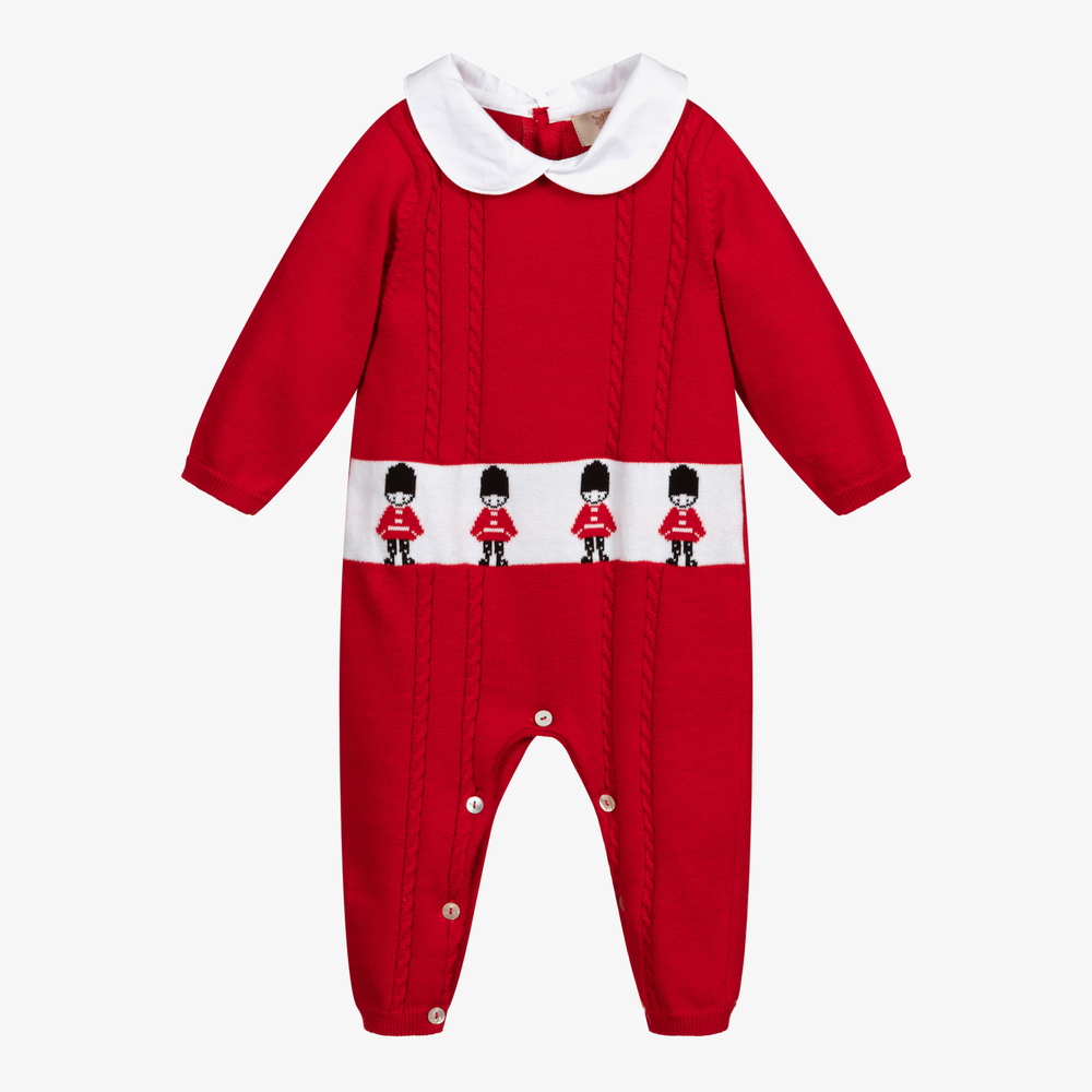 Caramelo Kids - Red Knitted Guardsman Romper | Childrensalon