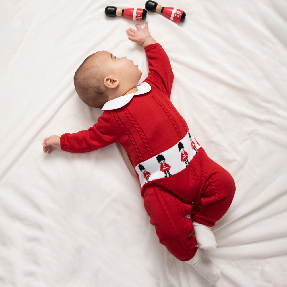 Red knitted shop romper