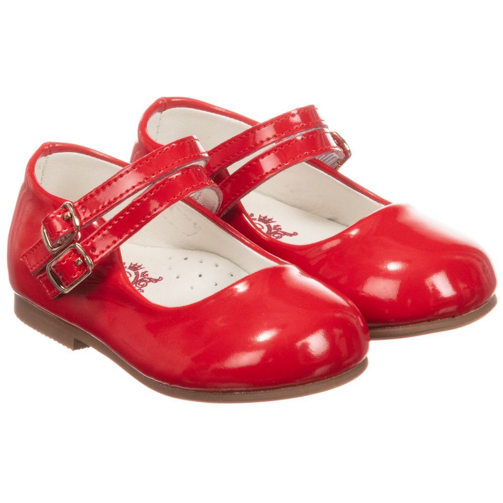 Caramelo Kids - حذاء لبدء المشي جلد لامع لون أحمر | Childrensalon