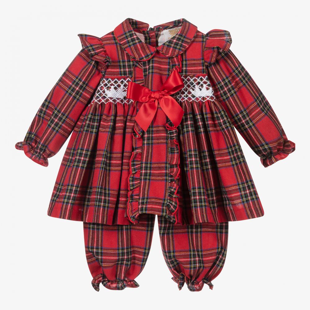 Caramelo Kids - Pyjama festif écossais rouge | Childrensalon